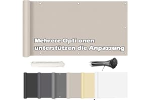 ROBAG Sichtschutz Balkon Balkon sichtschutz für geländer, Windschutz Balkon Wind- und UV-Schutz 100% Privatsphäre, für Gartenzaun Balkonzaun, 75x300cm, Taupe