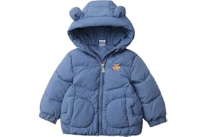JiAmy Chaqueta Acolchada para Niños, Ropa de Abrigo Informal para Exteriores Capucha y Bolsillos Chaqueta de Algodón Impermeable 1-5 Años