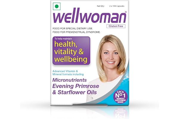 Wellwoman Multivitamin Capsules For Women With Evening Primrose Oil,Magnesium,Vitamin C,B6,Folic Acid To Provide All Round Nutrition,Immunity,Helps Reduce Pms,Pcos Symptoms,30 Veg Capsules,200 grams