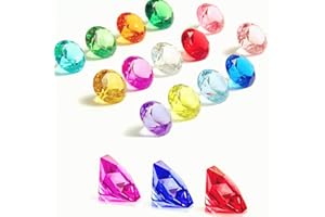 POCUT 50Pieces Acrylic Diamond Gems Jewels Pirate Gems Set Treasure Jewels Chest Hunt Party Favors, 19 Carat Multicolored Acrylic Large Gems(50PCS) (50)
