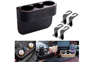 Barrageon 1 PCS Autositz Gap Aufbewahrungsbox Seitentaschen Multifunktionale Gap Side Filler Für Universal Telefon Brieftasche Cup Holder 4 Artikel Auto Lagerung Haken（Schwarz）