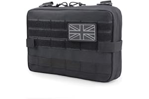 WYNEX Tactical Molle Admin Pouch, Upgrade Material Semi-Hidden Zipper & 1000D Tough Nylon EDC Utility Pouches Tools Bag EMT Utility Map Pocket, IFAK Pack Include UK Flag Patch