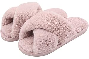 Fadezar Pantoufle Femme Chausson Peluche Chaud Slippers Claquette Fourrure Sandal Bout Ouvert Accueil Chaussures