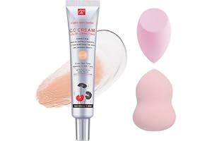 ZYNEWA CC Krem Centella, Dull Correct Rozjaśniający krem do twarzy, nawilżający, długotrwały i dostosowany do odcienia, zawiera 2 gąbki do idealnego makijażu, odpowiedni dla wszystkich rodzajów skóry (#2