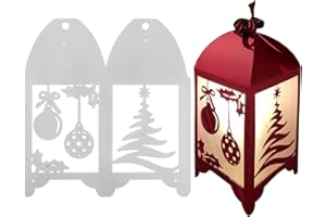 BHGT Matrice de Découpe Lanterne de Noël 3D Cutting Dies pour Scrapbooking Boule de Noël Sapin de Noël Pochoir Outil Découpage Gaufrage Décoration Pour Lanterne de Noël Fête Anniversaire Cadeau