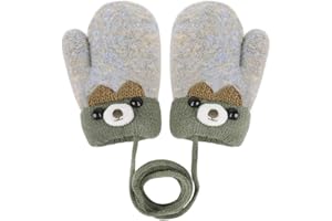 AFINDER Guanti invernali caldi e spessi, con morbido peluche, lavorati a maglia, con cordino, per 1-3 anni