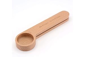 Bar Amigos Cuillère Doseuse à Café avec scelleuse de sacs, cuillère à café poudre en bois et sac Clip cuillère à soupe Mesure 2 en 1 Sacs sealer pour sol grains de café Espresso, café et thé herbes