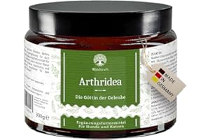 Waldkraft Arthridea Joint Complex for Dogs and Cats with MSM, Glucosamine, Chondroitin, Collagen, Green-Lipped Mussel, Turmeric & Frankincense, 300 g Powder in Light-Protecting Brown Glass Jar
