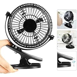 Eastshining Petit Ventilateur USB Ultra Silencieux Portable Ventilateur de Bureau, 2 Vitesses, Rotation de 360 ° Mini Ventilateur de Table à Pince pour Maison, Table, Bureau, Poussette, Camping