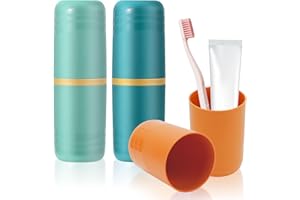 NAEBRO Reise Zahnbürsten Etui 3 Stück Kunststoff Reise Zahnputzbecher, Leicht Tragbar Outdoor Zahnbürstenbox mit Deckel, Zahnbürsten und Zahnpasta Etui für Camping Geschäftsreisen Schule Zuhause (3 Farben)