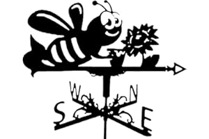 Airber Weathervanes, Bee Decorative Wind Vane Weather Vane Black Garden Mount Yard Decoration, Stainless Steel Weather Vane Farm Retro Durable Scene Vintage Weather Vane Hollow Wind Direction
