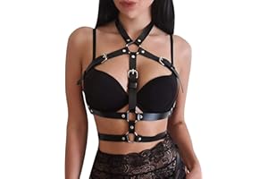 Yobooom Punk Leder Harness BH Body Chain Sexy Taillenketten Nightclub Prom Body Chains Mode Belly Belts Body für Frauen Schwarz