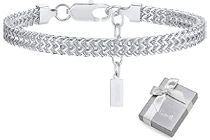Gamtic Bracciale Uomo Acciaio Inossidabile: Bracciali Uomo Argento 316L con 3CM Catena Estesa e Confezione Regalo Gratuita