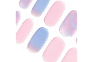 ‎DANNI & TONI DANNI & TONI Halb ausgehärtete Gel Nagelfolien (Ulrica) Rosa und Blau Abstufung Glänzend Gel Nagel Aufkleber, Halbgehärtete Nagelfolie Nagelsticker Wraps 28 Aufkleber