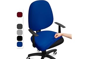BalladHome Coprisedia Ufficio Elasticizzato Coprisedia da Computer Ufficio Universale Split Coprisedie Girevole Lavabile Rimovibile Fodera per Sedia da Computer (Blu, 2Pezzi)-F