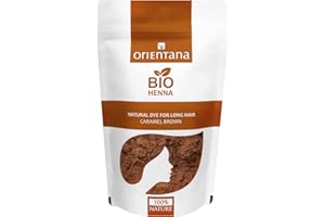 Orientana - Organic Châtaigne Caramel Henna Powder | Natural Vegan | Colore Les Cheveux En Brun Clair À Moyen | Stimule La Croissance Des Cheveux - Cheveux Longs - 100g