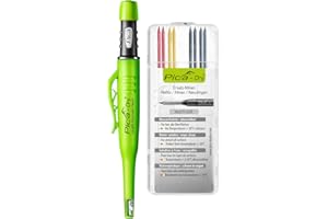Pica-Dry Bundle 30402 I Set bestehend 3030 Dry Automatic Longlife Tieflochmarker I mit Spitzer und Halteclip I inkl. Spezial-Minen-Set 4020 I 4x Grafit 2B, 2x Rot, 2x Gelb I nachfüllbar