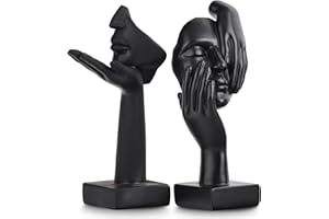 oliruim 2 statue pensatrici, scultura artistica astratta nera dorata moderna decorazione per la casa decorazione da scrivania regalo di Natale Capodanno (2 pezzi nero)