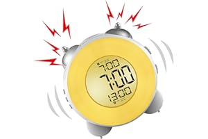 Banne Bon Loud Alarm Clock Non Ticking Bedside Battery Powered with Snooze Dual Alarm Night Light for Heavy Sleepers