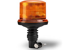 Qiping Gyrophare orange tracteur 12/24V,8 mode feux d'avertissement amber lumière stroboscopique d'urgence IP67 étanche Marque E Homologation pour camion, camionnette, caravane, véhicule agricole