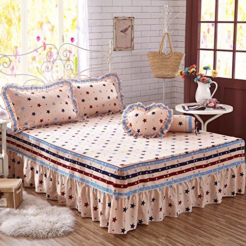 European cotton simple?bed skirt/pure cotton single-piece single bed/set of non-slip bedspread/comfort mattress protection cover/fashion mattress dust cover-F 150x220cm(59x87inch)