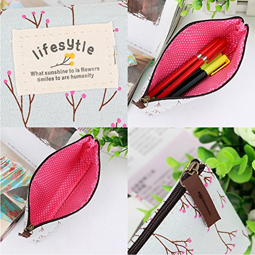 V-EWIGE Rosa Studenten Wind Pastoral Blumen Bleistift Kleine frische Garten-Art-Blumenleinwand-Studenten-Feder / Bleistift-Kasten-Bleistift-Beutel Neue - 4