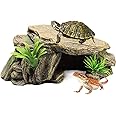 La La Pet Reptile Hide Box Reptile Hideouts Resin Rock Gecko Hides and Caves Lizard Habitat Decor Small Animal Hideaway Basking Platform for Turtle Spiders Frog Amphibians