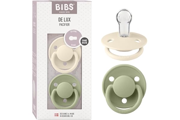 Tétine BIBS De Lux, lot de 2, silicone, tétine danoise en forme de cerise. Sans BPA. (Ivory/Sage, taille unique (0-36 mois))