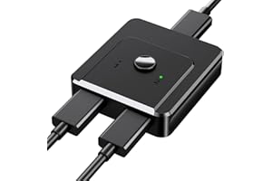 PUPOW HDMI Splitter HDMI Switch, 4K Bidirektionaler 2 in 1 Out oder 1 In 2 Out Manueller HDMI Verteiler Umschalter Unterstützt HD 3D 1080P, HDCP HDMI Switcher für HDTV/Xbox/PS3/PS4/Blu-Ray/DVD/DVR