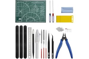 BGTXINGI Kit de 33 outils de base pour modélisme Gundam avec boîte en plastique pour assemblage de modélisme de voiture, réparation et fixation (Kit 33)