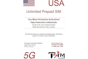 TSIM PrePaid USA SIM card. Unlimited incoming and outgoing calls/text | Ultra High Speed 5G Data allowance. Hotspot/Tethering/Internet Sharing allowed. (Unlimited+CallHome+CanMex x 1 Month)