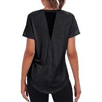 T-shirt Sport Femme Col V - Manches Courtes - Respirant - Fitness Yoga