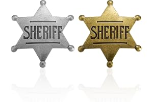COACOM 2 st Western Sheriffs Badge Broscher, Retro Sexkantig Stjärnform, Zinklegering Material Memorial Emblem, Personliga Kl