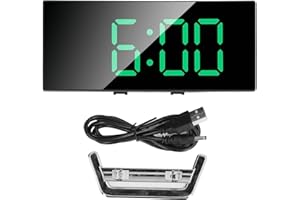 Cyrank Reloj Digital Pantalla Grande, Reloj Despertador Digital LED, función Luminosa de Espejo Reloj Curvo electrónico Inteligente para el Dormitorio del hogar