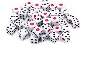 Wudaizhi 50pcs Dados Blancos De 8 Mm, Dados De Juego para Adultos para Enseñar Matemáticas, Actividad, Tema del Casino, Favores De Fiesta, Regalos De Juguetes, Trucos De Magia