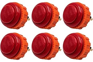FABULOUS ARCADE Lot de 6 Boutons de Jeu Arcade Vissable SANWA OBSN-24 Couleur: Rouge Retro Gaming Bartop Jeux Vidéo