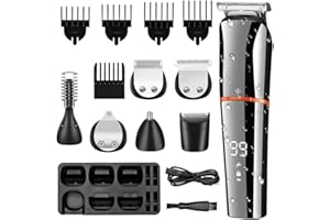 Surker Beard Trimmer for Men Hair Clippers Body Mustache Nose Hair Groomer Cordless Precision Trimmer 6 in 1 Grooming Kit Waterproof USB Rechargeable