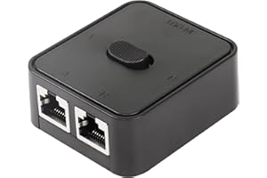 CERRXIAN Sieciowy przełącznik LAN, 2 porty, RJ45, przełącznik klawiszowy, rozdzielacz Selector Box, 100 m 2 w 1 wyjście lub wyjście 1 w 2, 2 porty sieciowe, czarny