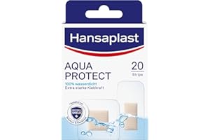 ‎HANSAPLAST Hansaplast Aqua Protect Pflaster (20 Strips), wasserfeste Wundpflaster mit extra starker Klebkraft, Heftpflaster ideal zum Duschen, Schwimmen & Baden