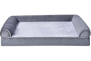 Amazon Basics Lettino per Cane e Animali Domestici, Simile a Un divanetto, in Schiuma, con Fodera Rimovibile, Adatto per Il Soggiorno, Grigio, 76 x 51 x 16 cm (L x W x H)