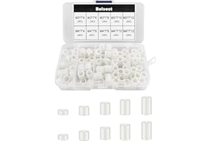 BOLOEST 150 pièces ABS rondelles rondes combo Kit, M3 M4 vis nylon sans vis entretoise de support de colonne avec boîte en plastique (Blanc)