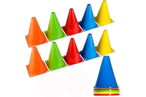 BiAnYC 10-Stück pylonen 18cm Verkehrshütchen Fußball Hütchen Groß Bruchfest Trainingshilfen Leitkegel Markierung skegel für pylonen Kinder Sport Reitsport & HundTraining- Orange Grün Gelb Rot Blau