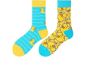 NxnChc Lustige Socken Für Damen Und Herren Unisex Viele Motive Tier Essen Obst Sport Kunst Aus Baumwolle Geschenk Asymmetrische Muster Links Und Rechts