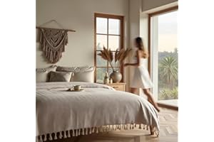 BOHORIA® Narzuta klasy premium, 200 x 230 cm, rozmiar XXL, 100% bawełna, bardzo duża, bawełniana narzuta na łóżko, sofę, ze wzorem w jodełkę (sepia)