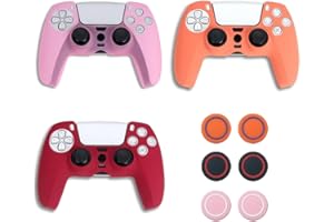 VPOUERY Coque de Protection antidérapante en Silicone pour Playstation 5,3 couleurs 6 couvertures de tige à distance incluses
