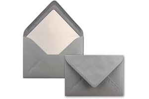 Lot de 25 enveloppes gris graphite - DIN C6 - Doublées de papier de soie blanc - 90 g/m² - 11,4 x 16,2 cm - Collage par humectation NEUSER PAPIER