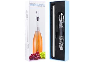 MPLEHDA Rafraichisseur de Bouteille de Vin Bâton, 3 en 1 Tige Refroidissante Acier, Aérateur Décanteur, Anti-Goutte, Refroidisseur de Bouteille en Acier Inoxydable le cadeau parfait