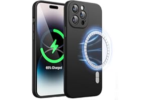 ‎JETECH JETech Magnetyczna Silikonowy Etui dla iPhone 14 Pro Max 6,7 Cala, Kompatybilny z MagSafe, Case ze Obiektyw Aparatu Pełny Ochrona (Czarny)