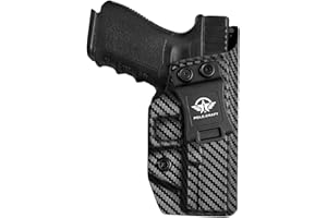 POLE.CRAFT Glock 19 Holster IWB Carbon Fiber Kydex Funda Custom Fit: Glock 19 19X / Glock 23 / Glock 25 / Glock 32 / Glock 45 (Gen 3 4 5) Pistol - Cintura interior Transporte oculto - Botón Mag superpuesto - Entrada ensanchada - Sin desgaste, sin fluctuaciones