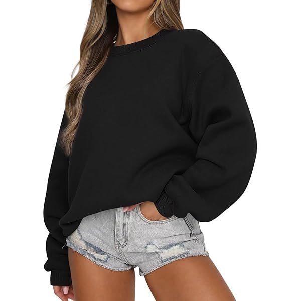 LEKDFST Oversized Graphic Sweatshirts For Women Drop Shoulder Shirts Top Side Slit Y2k Crewneck Long Sleeve Vintage Jacket Sweater White S